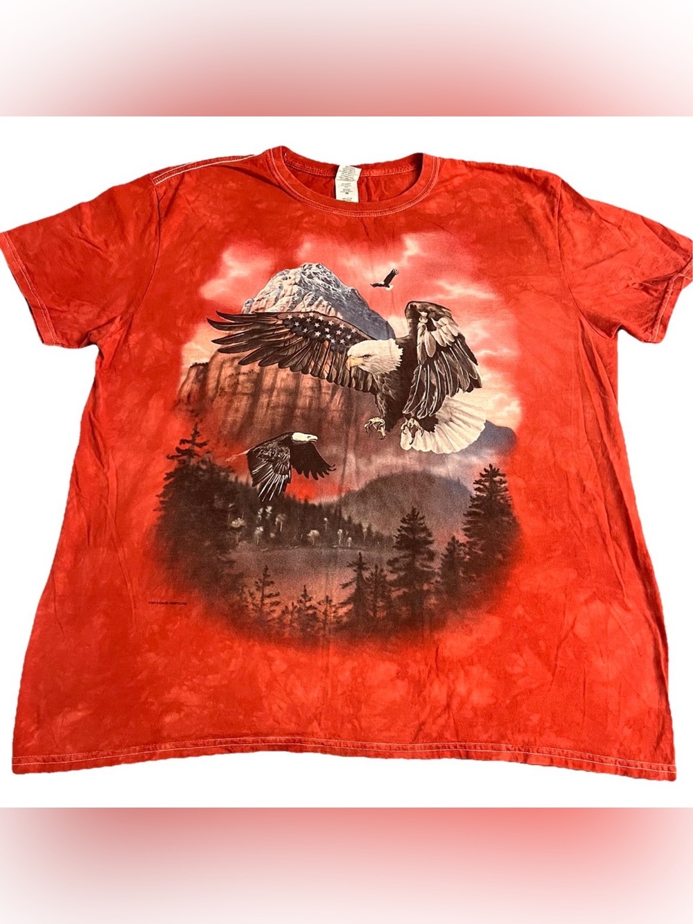 2014 David Penfound American Patriotic Bald Eagle Red Tie Dye Shirt Size XL